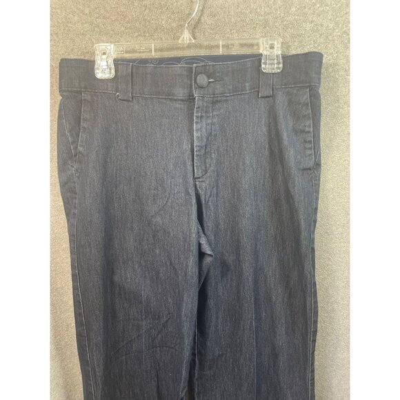 Waistband Denim Wide Leg Cropped Jeans Dark‎ Wash Womens 14 Short - Picture 2 of 15